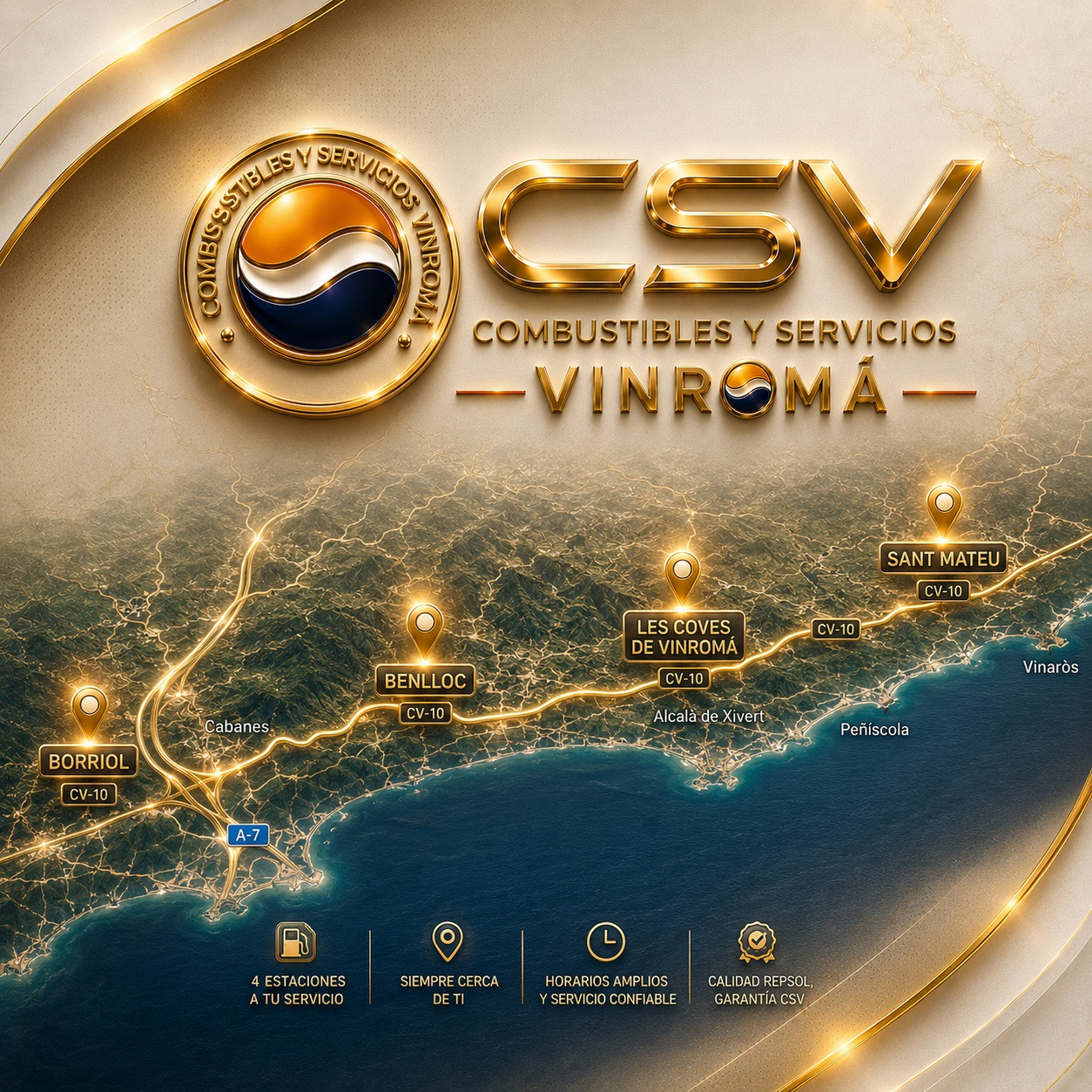 Logotipo premium de Combustibles y Servicios Vinromà